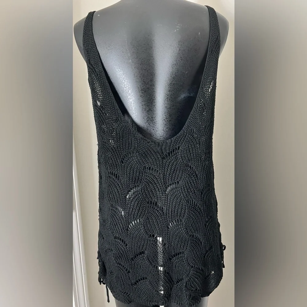 Boho Black Backless Crochet Cover Up